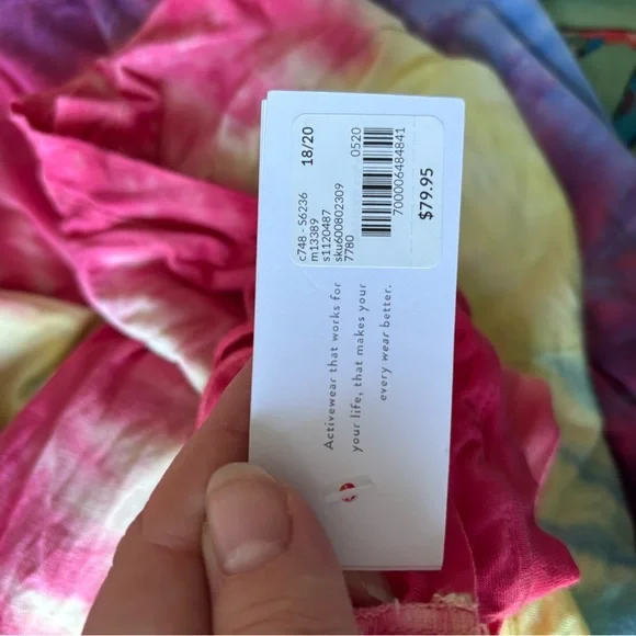 Livi Active Tie-Dye Sleeveless Crisscross Back Mini Dress - Pink, Yellow, Blue - Picture 5 of 5